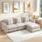 102.2" Reversible L-Shaped Sectional Sofa,4-Piece Uphostery Modular Sofa With Movable Ottoman & 3 Toss Pillows-1211114145