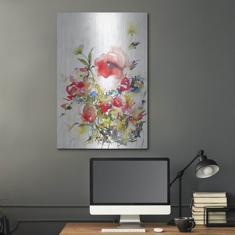 Art mural en métal «Summer Garden One» par Karin Johannesson, Luxe, H 36 po x l 24 po