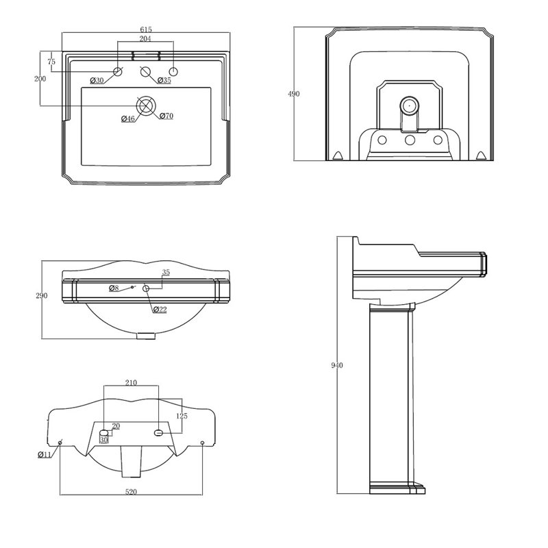 Latitude Run Strathaven 615mm L x 490mm W White Ceramic Rectangular Sink with Overflow