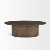 Terra 48L X 28W X 15H Light Brown Wood Oval Fluted Coffee Table