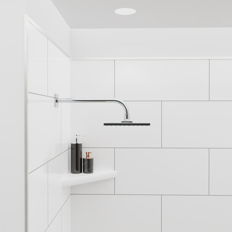 FlexStyle 60" x 36" x 80" White and Gray Block Shower Wall Surround with Brushed Nickel Trim