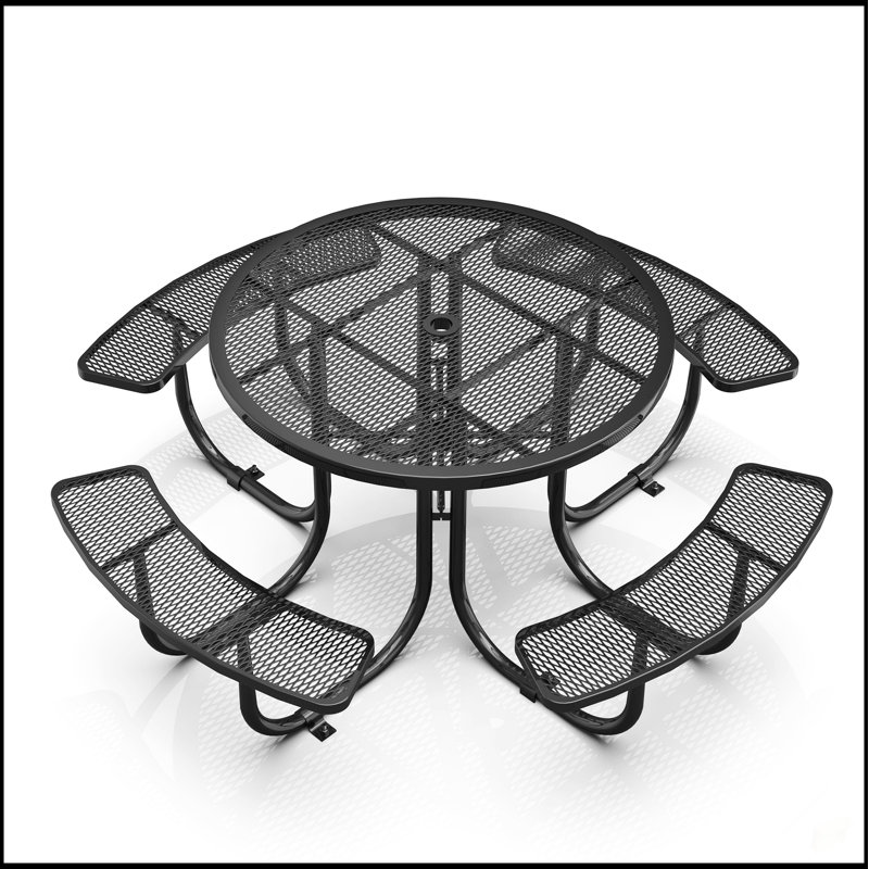 46-Inch Round Picnic Table With Umbrella Hole