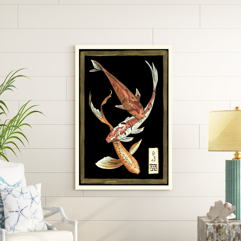 Koi poisson sur fond noir II, H 48 po x l 32 po x P 1,25 po