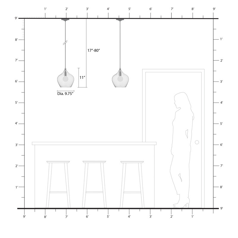 Luminaire suspendu géométrique à 1 lumière Donivin, Noir / nickel brossé