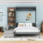 Grand lit escamotable en bois avec tablettes et canapé-1682468166
