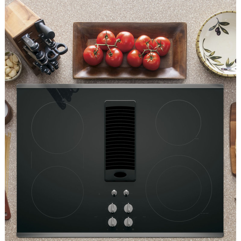 Downdraft Electric Cooktop, Black/Stainless Steel, Stainless Steel
