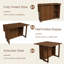 Table d'appoint 3 en 1 avec 4 grandes étagères de rangement, table à manger pliable de 104 cm, table d'appoint multifonctionnelle, idéale pour la cuisine, une chambre d'étudiant ou un appartement.-2082681700
