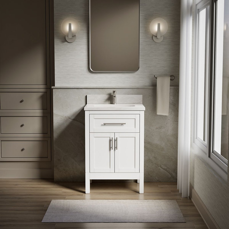 31" Single Bathroom Vanity Set, White, White, 24"
