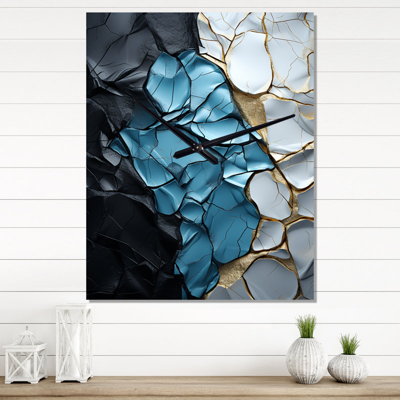 Horloge murale moderne Turquoise White Marble, Très grand