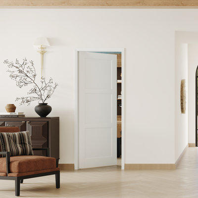 3 portes intérieures en bois massif Lite - Panneaux de porte en panneau de fibres à densité moyenne blancs pré-montés avec cadre et trousse de quincaillerie (porte et cadre livrés séparément)