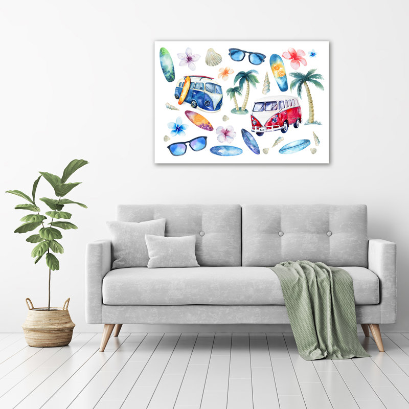 Surfing Symbols - No Frame Print on Canvas