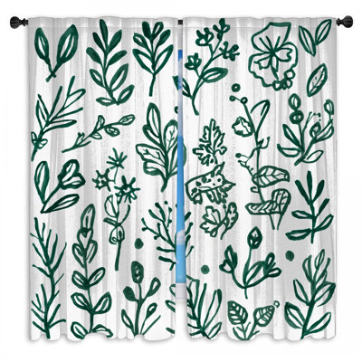 Rideaux vert obscurcissant et obscurcissant Green Botanical Illustration - 2 panneaux