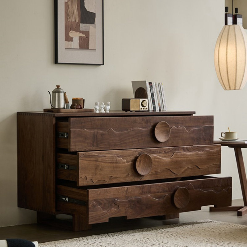 Commode d'appoint simple en noyer noir