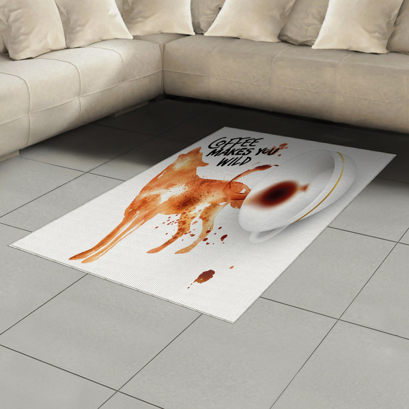 Coffee Art High Density Long Fiber Poly Threads Decorative Area Rug Carpet, Rectangle 4' x 5'8"