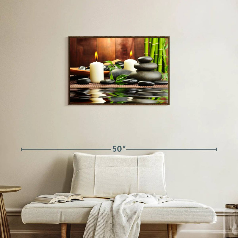 Spa zen en bambou, 31 po x 21 po, Cadre flottant noyer