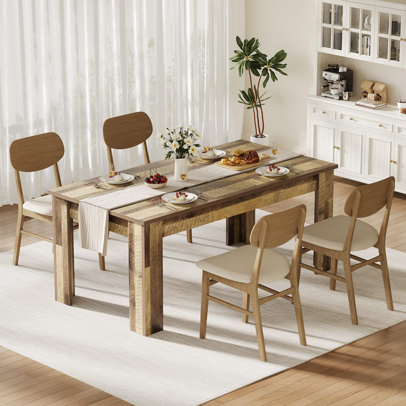 Dining Table For 4~6, 63" Inch Dining Tables For 4, Brown