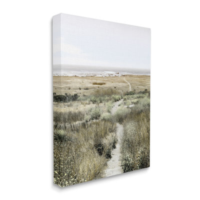 «Distant Shoreline Grassy Beach Path Cloudy Horizon», art mural sur toile tendue par Danita Delimont