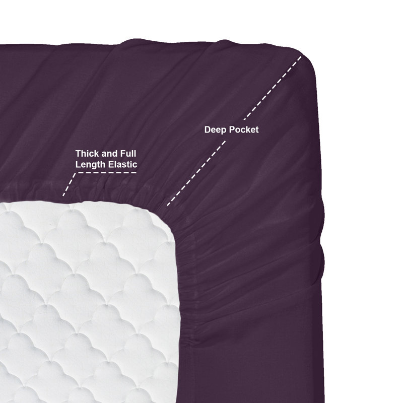 Ensemble de draps , Ensemble de draps pour lit simple TG + drap-housse, Aubergine