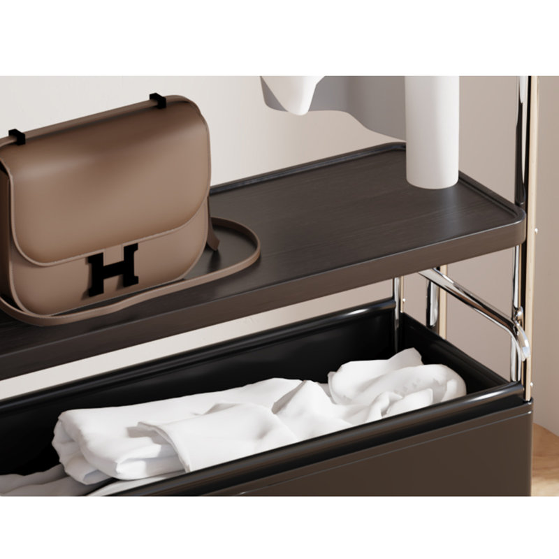 Portemanteau en acier inoxydable avec rangement, Noir