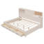 Lit de jour en bois pleine grandeur avec 3 tiroirs de rangement, tablette souple supérieure, tablette et ensemble de prises et ports USB, blanc