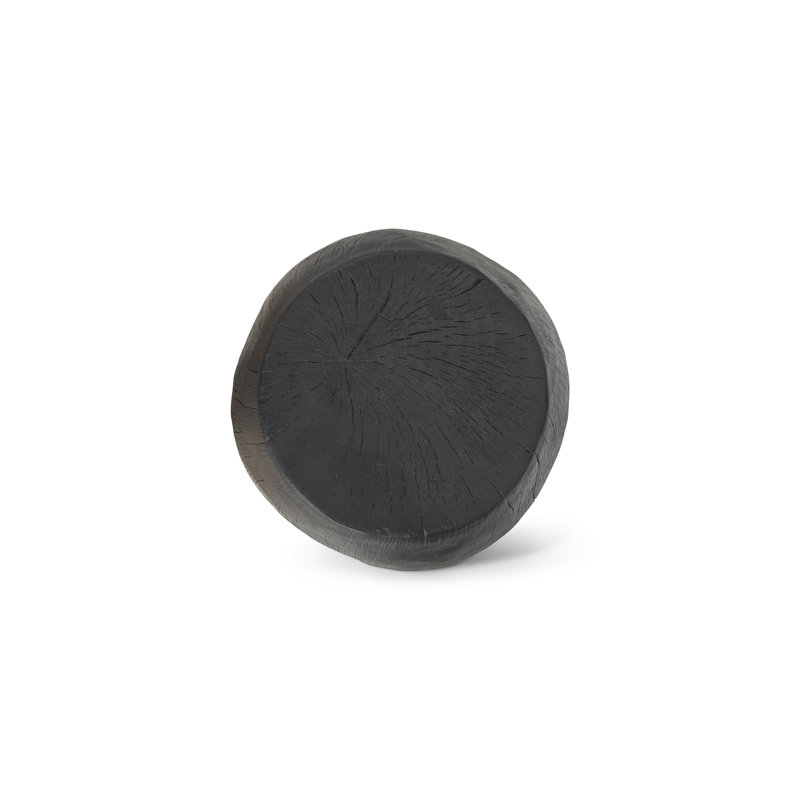 Matte Black Charred Resin Drum Stool, 17"