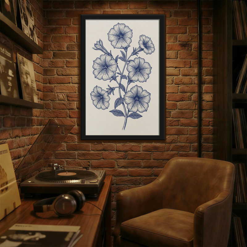 Plantes et fleurs, motif floral sur toile, H 18 po x l 12 po