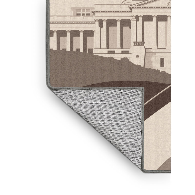Tapis moderne gris Owan Us Capitol lavable à la machine - reliure grise, 4 x 6