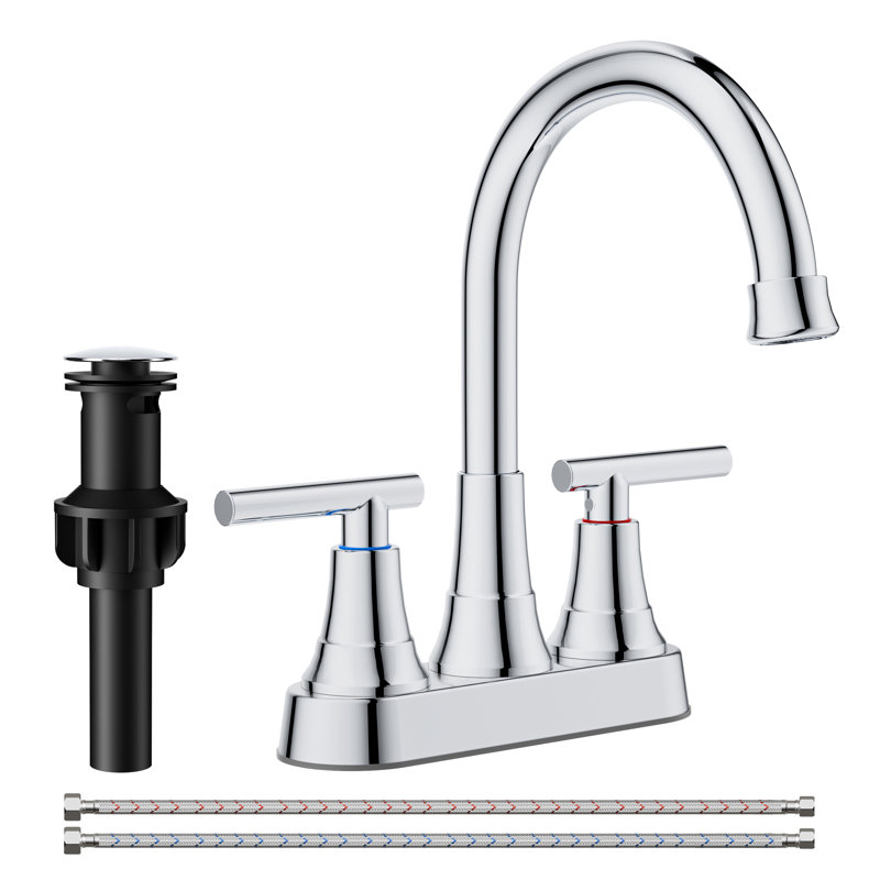 Centerset Bathroom Faucet With Drain Assembly, 2-handle Bathroom Sink Faucet, Chrome