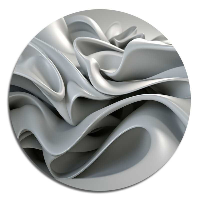 «Gray Infinite Ripples», art mural rond en métal, H 16 po x l 16 po x P 1 po