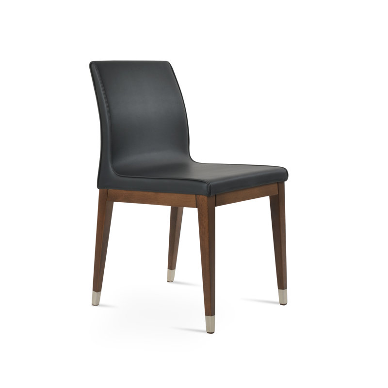 Chaise d'appoint en bois Polo avec anneau chromé, Noir