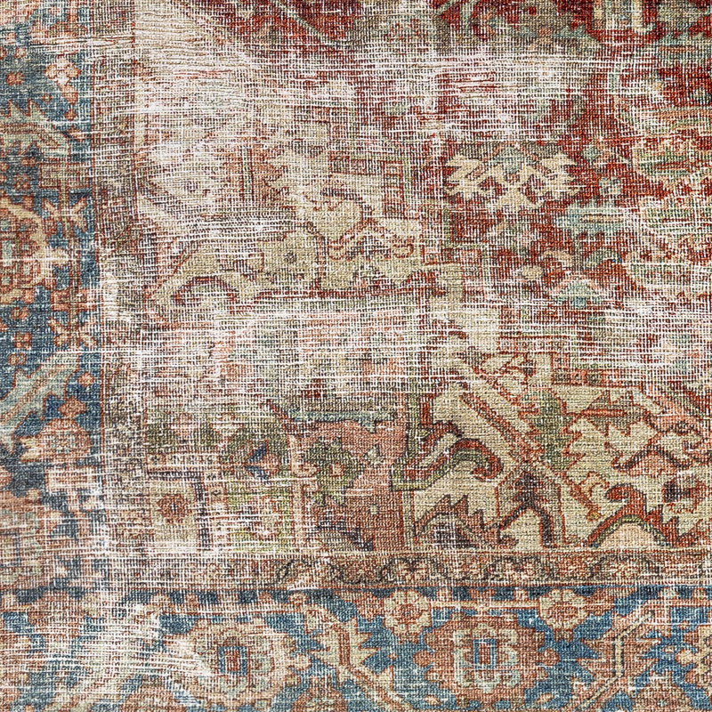 Heyward Oriental Machine Woven Area Rug in Burgandy, Rectangle 6'7" x 9'