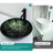 Glass Bathroom Vessel Sink With Natural Marble Texture, Black Faucet, And Pop - Up Drain For A Contemporary Home Decor Tempered Drain, Solution