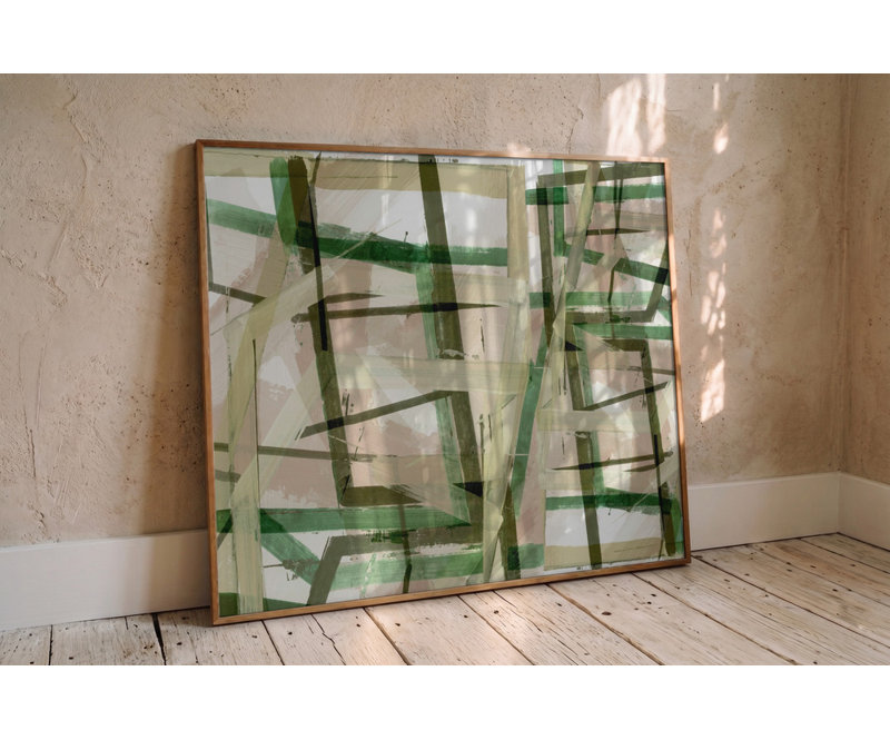 Layered Geometric Brushstrokes by Cartissi — Abstract Wall Art, Framed Canvas, Brown, 24 × 16