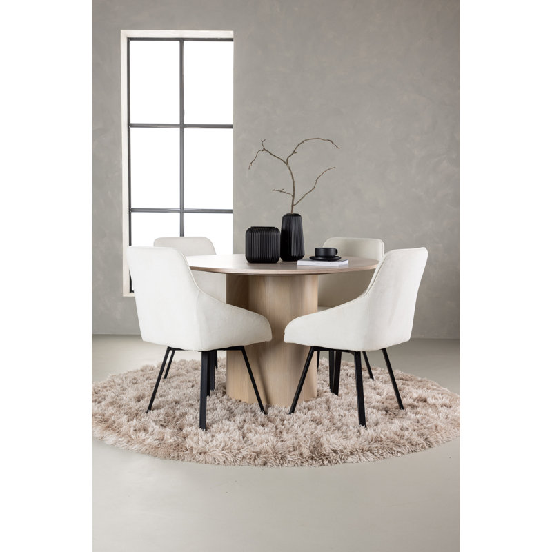 Octaviea 4 - Person Dining Set, Beige, White, Beige