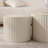 Beige Nesting Coffee Table Set of 2 Modern Drum Side Table End Table Wave Stripe Round Coffee Table for Living Room