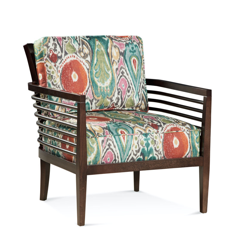 Gage Upholstered Armchair, Neutral Performance Plaid; 0121-93, Truffle