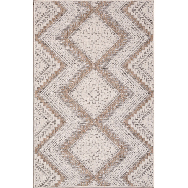 Tapis intérieur / extérieur ivoire / sable Annie, Rectangle 5 pi x 8 pi