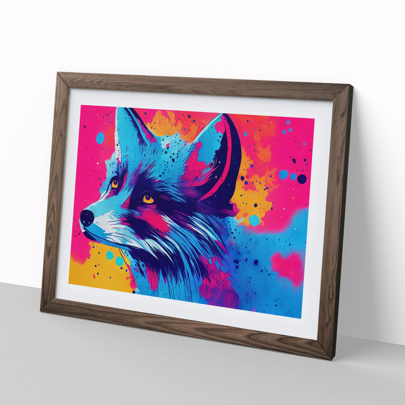 Fox Splatter Vol.5 Abstract - Single Picture Frame Print, 46cm H x 64cm W x 2cm D, Walnut