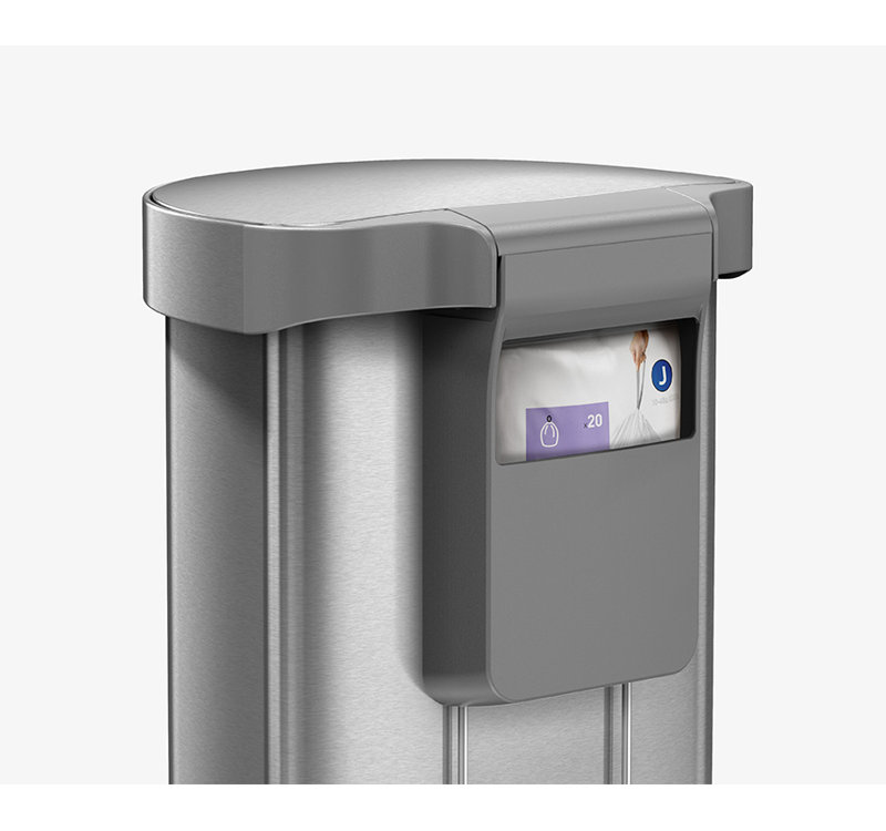 Simplehuman 45L Semi-Round Step Can with Liner Pocket, Brushed Stainless Steel, Brushed Stainless Steel