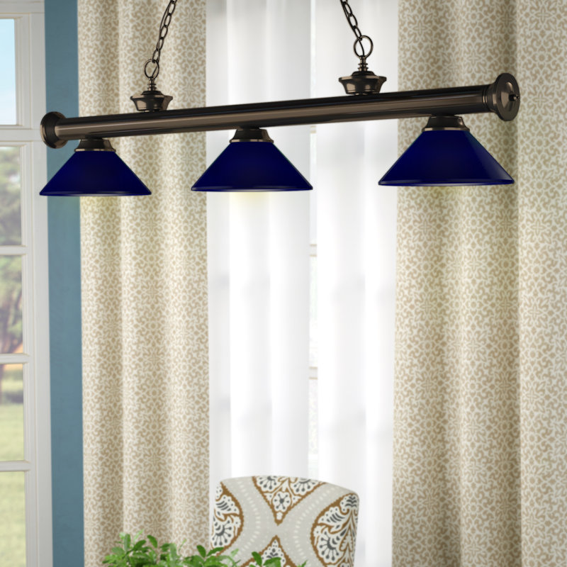 Chevelle 3 - Light Pool Table Lights Pendant, Navy Blue, Bronze