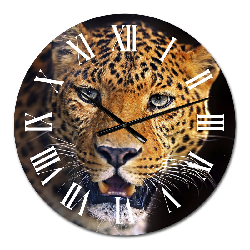 Portrait d'un léopard II - Horloge murale traditionnelle, Petit