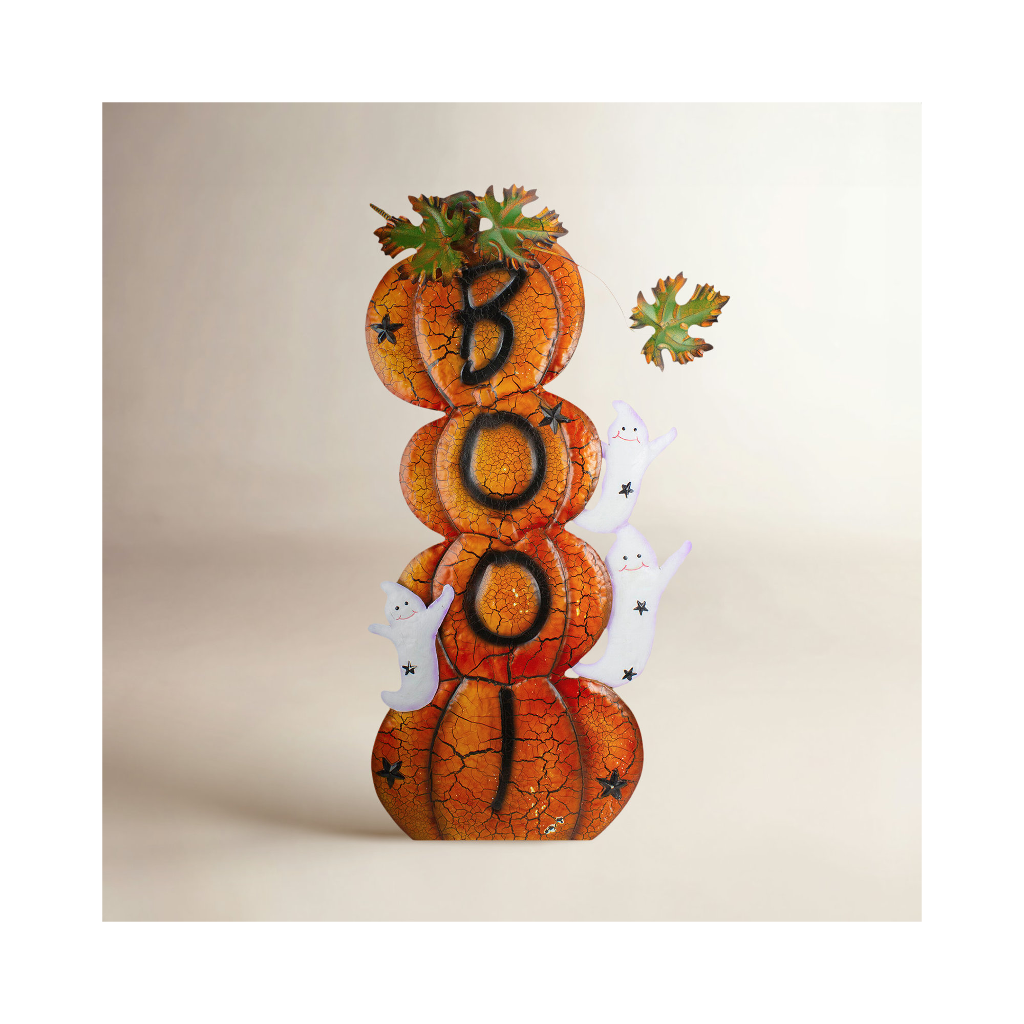 33" Orange and Black Stacked Pumpkins Outdoor Halloween Decoration