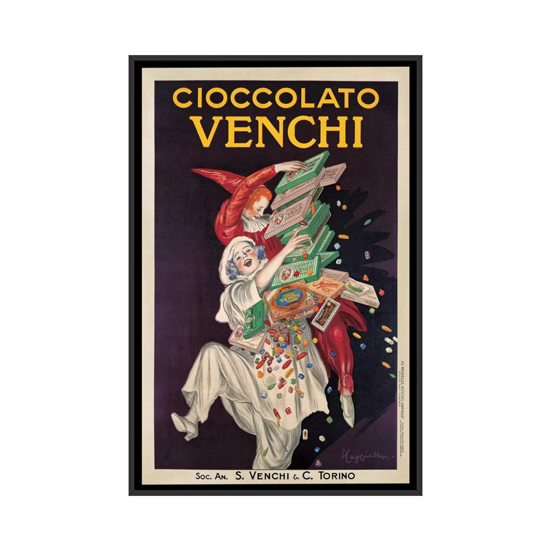 «Cioccolato Venchi» par Leonetto Cappiello, impression sur toile, Toile avec cadre noir, Pas de tapis