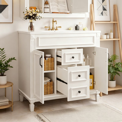 Bathroom Vanity with Top Sink and 2 Soft Closing Doors