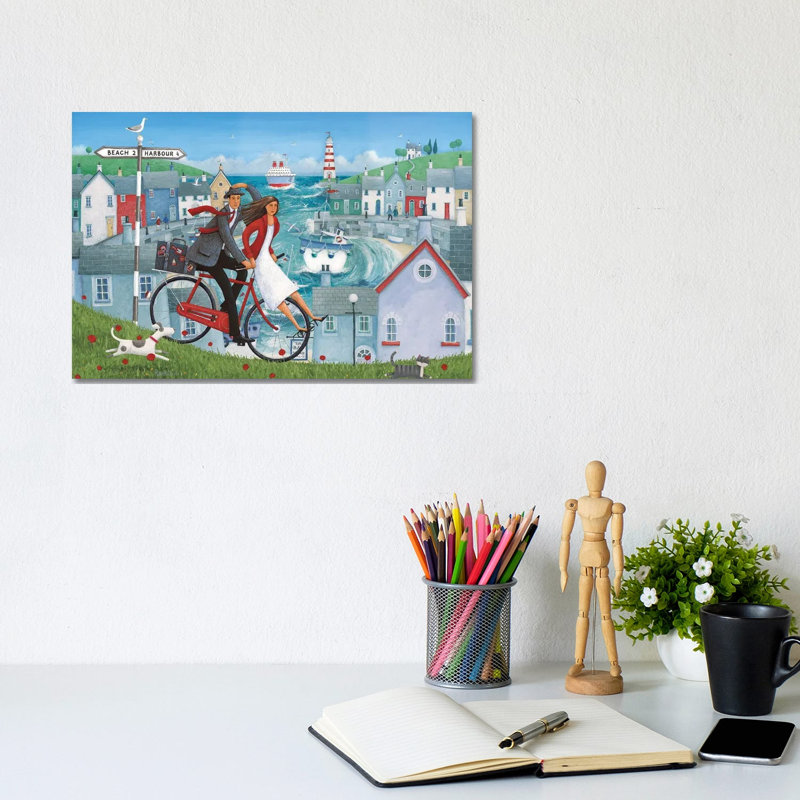 Bicycle Seascape Artwork by Peter Adderley - Wrapped Canvas Gallery-Wrapped Canvas Giclée, 20.32 cm H x 30.48 cm W