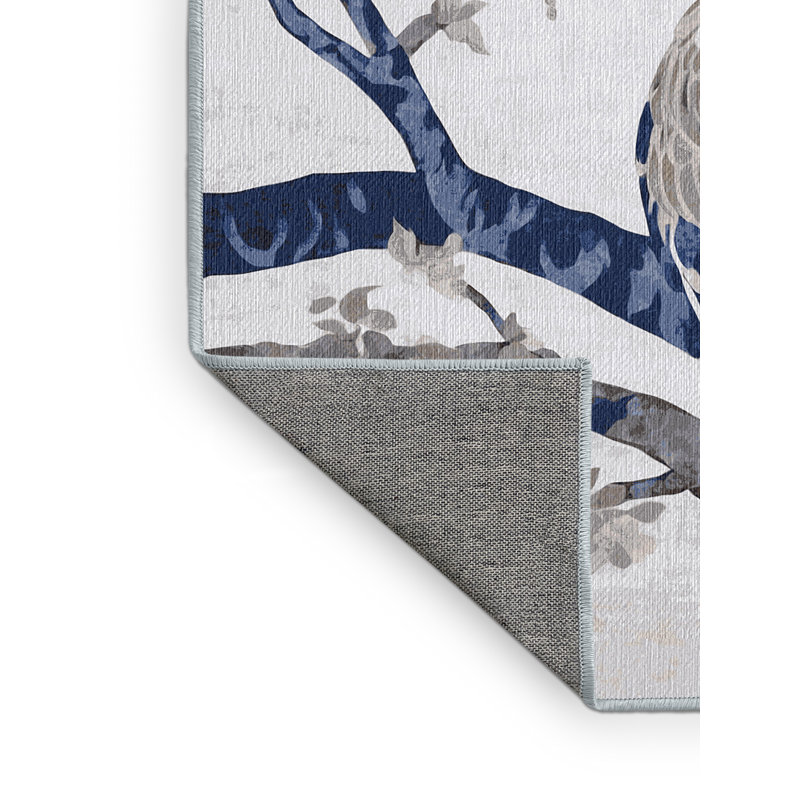 Machine Washable Blue Area Rug, Square 5'