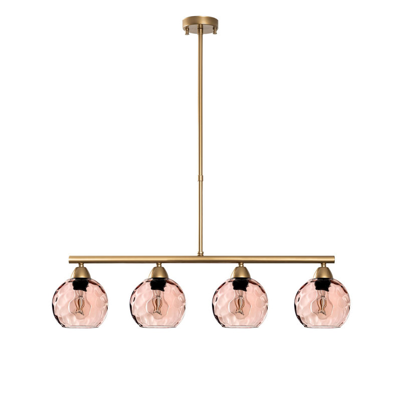 Elegant Pink and Gold Chandelier, Metal Body, 31.5 x 5.9 x 31.5 inches | Cap Diameter: 5.9 inches, Base Plate Ø4.0 x 0.8 inches | 4 x E27 Socket (Max 40W) | Stylish Lighting Fixture for Dining Room, Living Room & Entryway