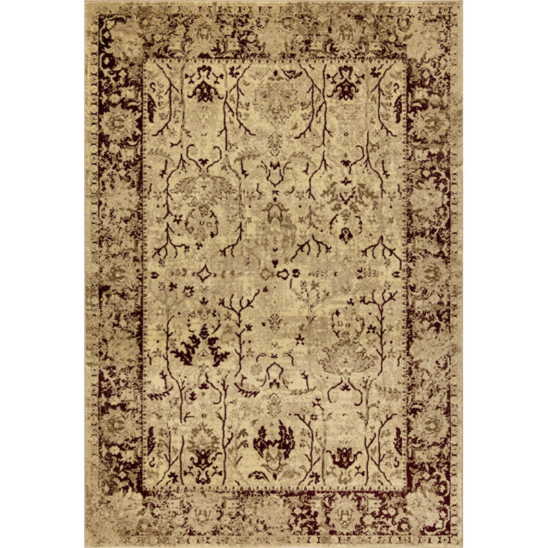 Tapis rouge / crème Caladoc, Rectangle 6 pi 7 po x 9 pi 2 po