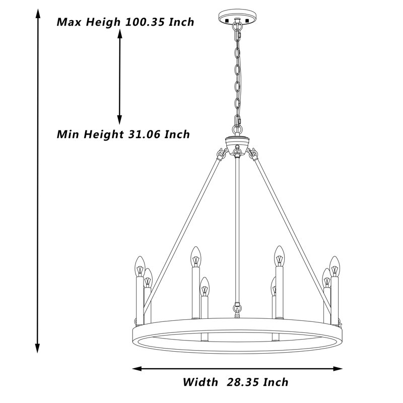 Marsden 8 - Light Dimmable Wagon Wheel Chandelier