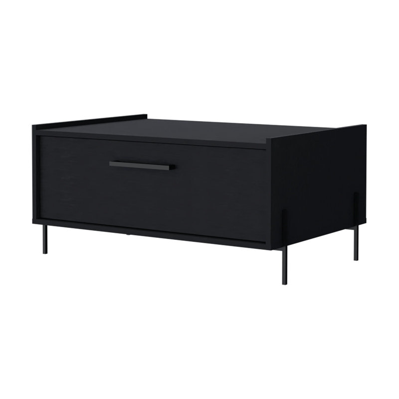 Coffee Table With Flip-Down Door, Black